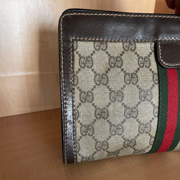 GUCCI Web Ophidia GG Monogram Coated Canvas Signature Vintage 1980s Clutch GOOD - Picture 8 of 11
